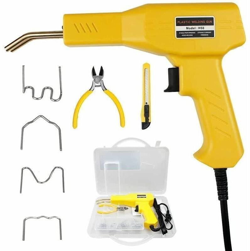 50-W-Kunststoffschweißgerät, Stoßstangenreparaturset mit 400 Klammern, Klemmen, Messer, Kunststoffschweißset für Stoßsta...