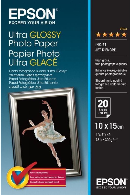 Epson C13S041926 Ultra Glossy Photo Paper Fotopapier, glänzend, 20 Blatt (C13S041926)