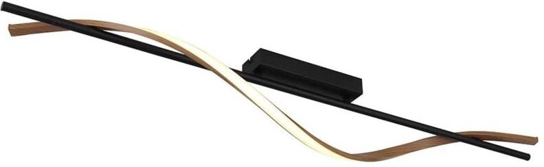 Thumbnail - LED Deckenleuchte Deckenlampe Wohnzimmerlampe Metall schwarz Holzoptik L 115 cm