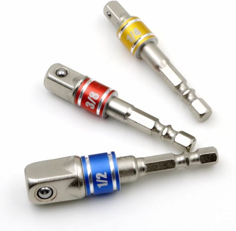 3-teiliges Schlagschrauber-Adapterset für 1/4", 3/8" und 1/2" Steckschlüssel