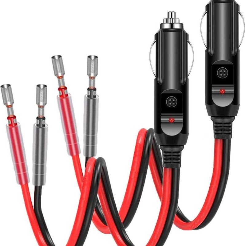 2 Stück USB-Zigarettenanzünder-Adapter mit 16 AWG-Stromkabel, 12 V/24 V, universell, für Auto-Wechselrichter, Luftpumpe,...