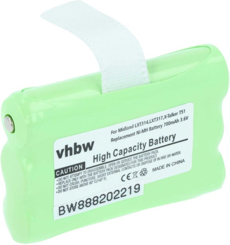 Vhbw - Akku kompatibel mit Midland LXT323, LXT324, LXT330, LXT335, LXT340, LXT345, LXT360 Funkgerät, Walkie Talkie (700m...