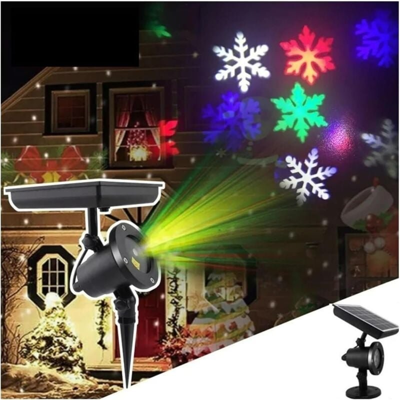 Dekorationsprojektor, solarbetriebener Weihnachtsschneeflockenprojektor, wasserdichter Schneefallprojektor, Gartenlampe ...