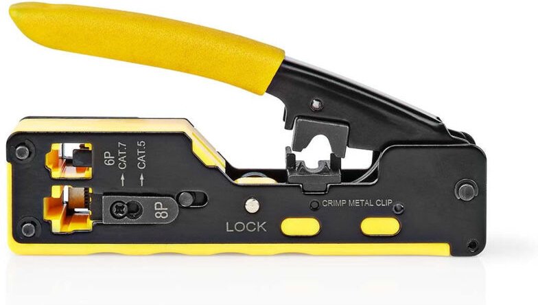 Thumbnail - Crimpzange cat5 cat5e cat6 cat6a cat7 rj12 rj45 schneiden abisolieren zange gummi stahl gelb schwarz