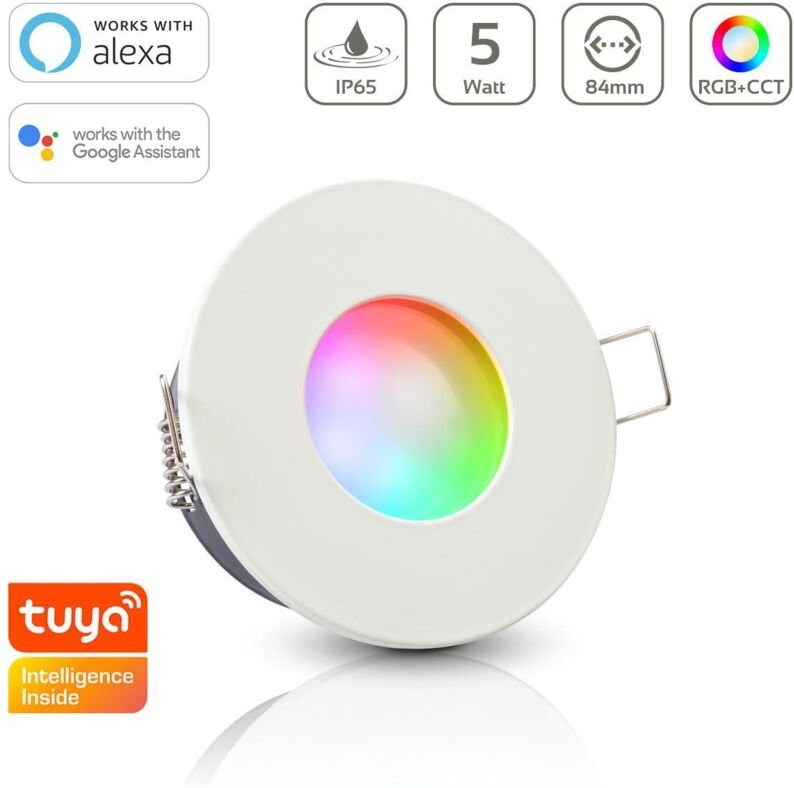 Einbauspot IP65 rund - Farbe: Weiß - LED Leuchtmittel: GU10 5W RGB+CCT Smart