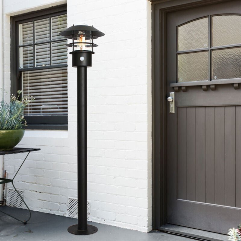 Außenleuchte Stehleuchte Wegeleuchte Gartenlampe Bewegungsmelder Schwarz h 100cm