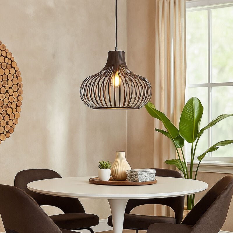 Nowa - Hängeleuchte Pendellampe Wohnzimmerleuchte schwarz Metallgeflecht E27 h 150 cm