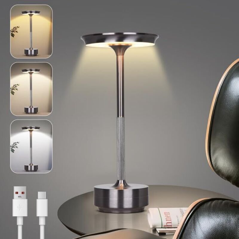 Kabellose LED-Tischlampe, wiederaufladbare Tischlampe mit 3 Farbtemperaturen, stufenlos dimmbar, Innen-/Außenbeleuchtung...