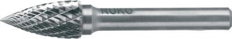 Ruko - Frässtift spg ø 6 mm Kopflänge 18 mm Schaft-Ø 6 mm Hartmetall Blank Verzahnung kvz 4