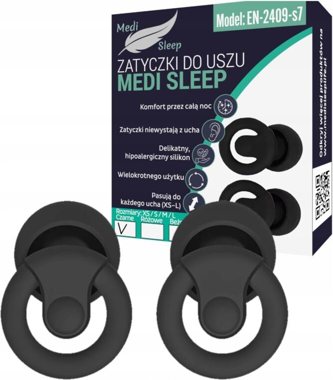 Medi Sleep Ohrstöpsel zum Schlafen Größe XS / S / M / L schwarz
