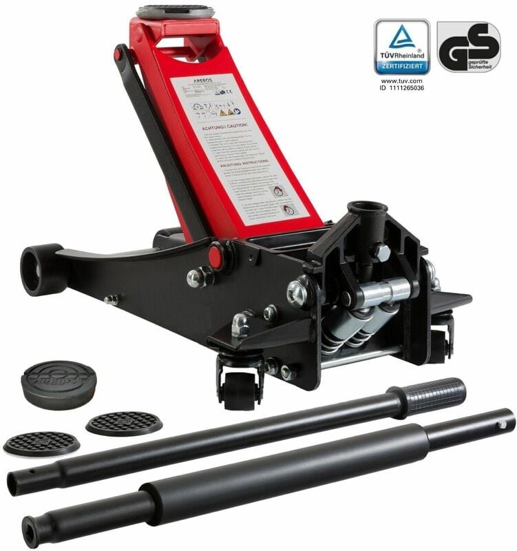 Arebos - 3t Hydraulischer Rangierwagenheber Wagenheber Autoheber mit Gummiauflagen