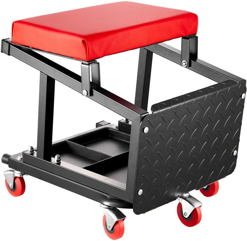 Mechanikerhocker Garagensitz Arbeitshocker Werkstatthocker (136 kg belastbar) mit Rädern, 360° drehbarer Werkstatthocker...