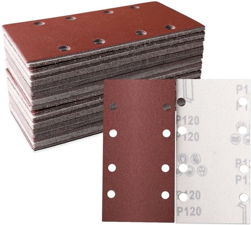 Ymyny Schleifblätter, 93 x 185 mm, 30 Stück – 8 Löcher, Klett-Schleifpapier, quadratisch – Körnung 120 – ideal zum Schle...