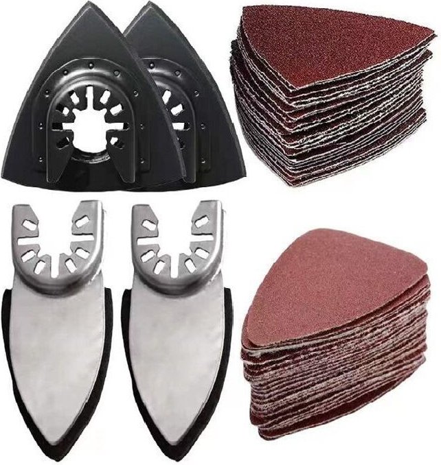 54-teiliges oszillierendes Schleifset, 2 dreieckige Schleifpads und 2 Fingerschleifpads, 50 Multifunktions-Schleifblätte...