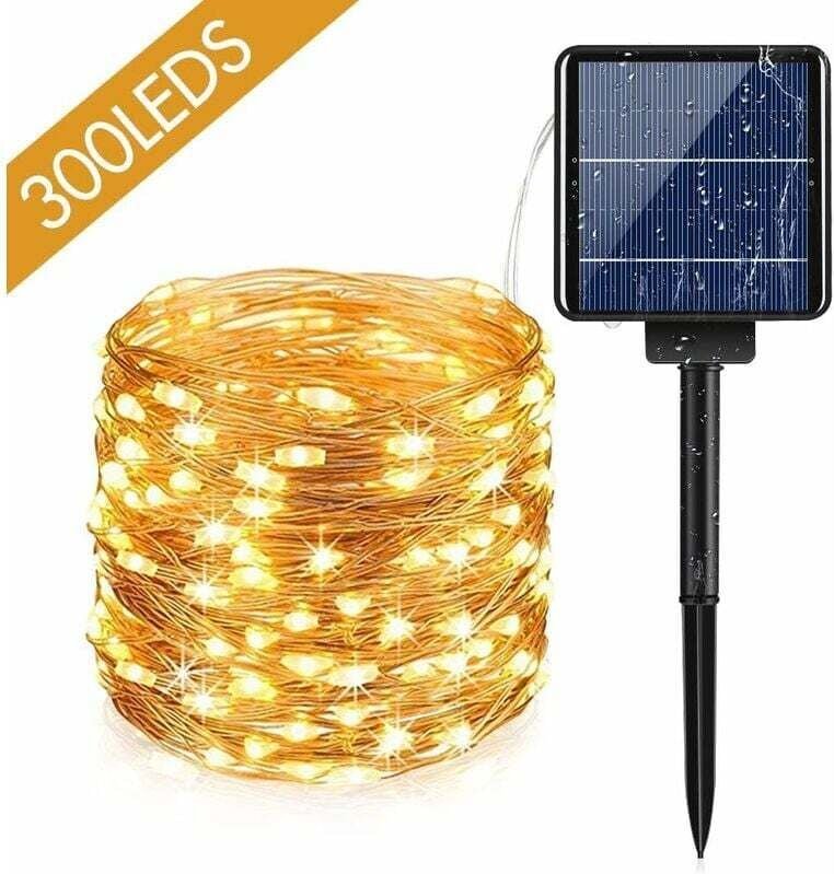 Thumbnail - Solar-Lichterkette für den Außenbereich, 10 m, 100 LEDs mit 8 Beleuchtungsmodi, wasserdichte Solarlichterkette für Garte...