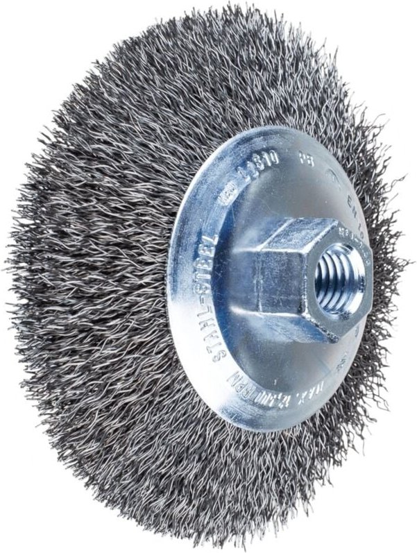 Kegelbürste ungezopft kbu ø 115 x 10 mm M14 Stahl-Draht-Ø 0,35 für Winkelschleifer 43316021 1 - Pferd