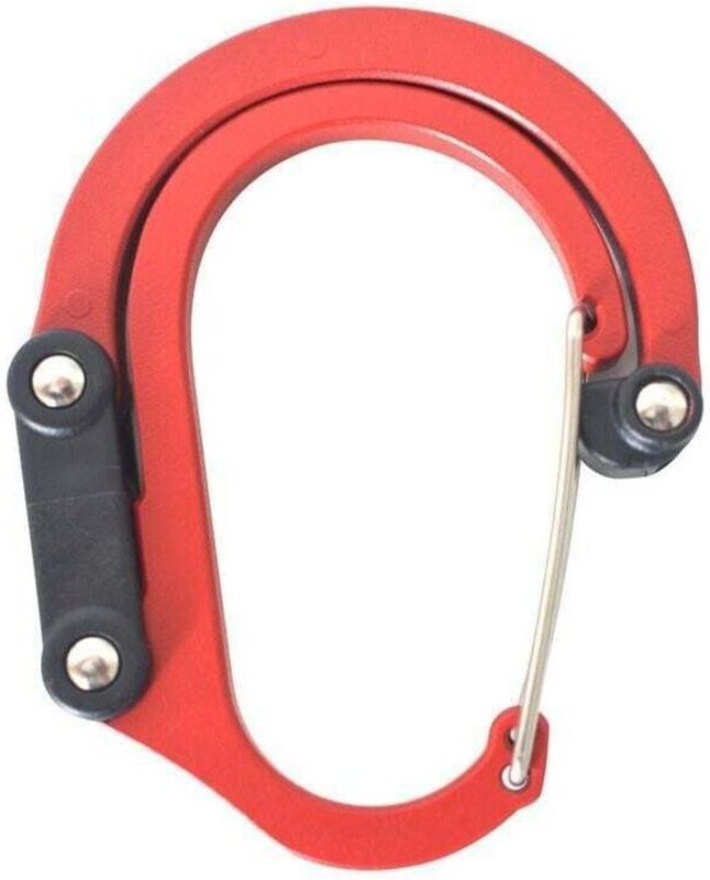 Roter, drehbarer D-förmiger Karabiner