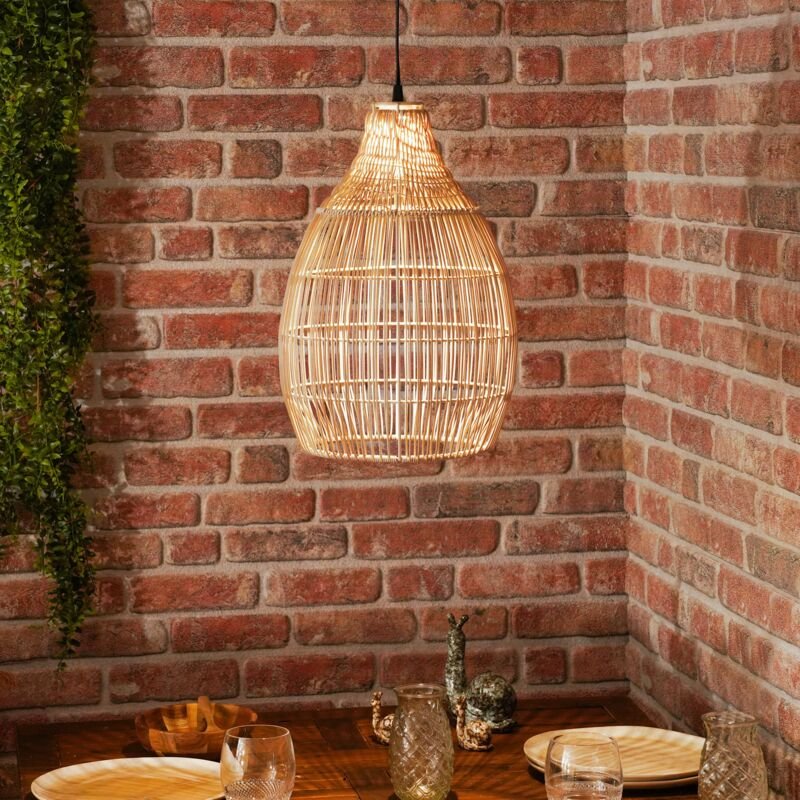 Esotec - Formschöne Solar Hängeleuchte Kairo aus Polyrattan IP44 wetterfest 102239