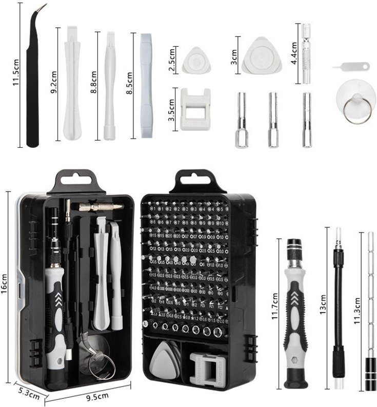 Mini-Schraubendreher-Set mit 115 Funktionen, magnetischer Präzisionsmechanik und flexibler Welle für Mobiltelefone, Elek...