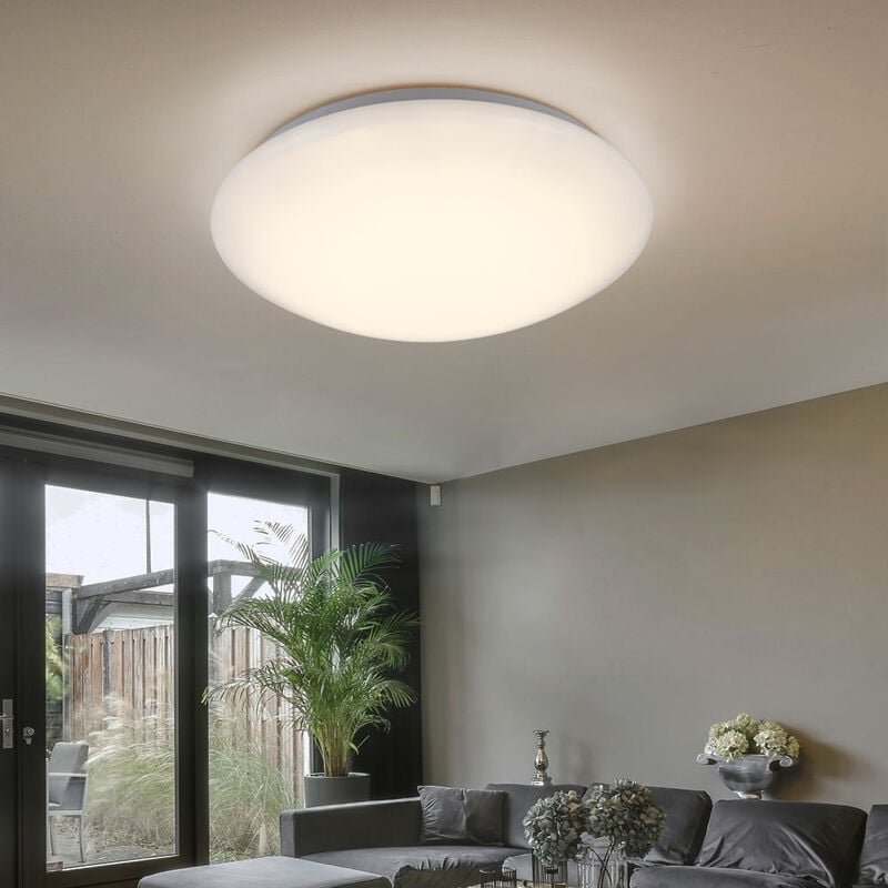 Globo - Deckenlampe led Deckenleuchte Wohnzimmerlampe weiß rund, Metall Acryl, 16W 880lm warmweiß, DxH 34,5x9 cm 4141873