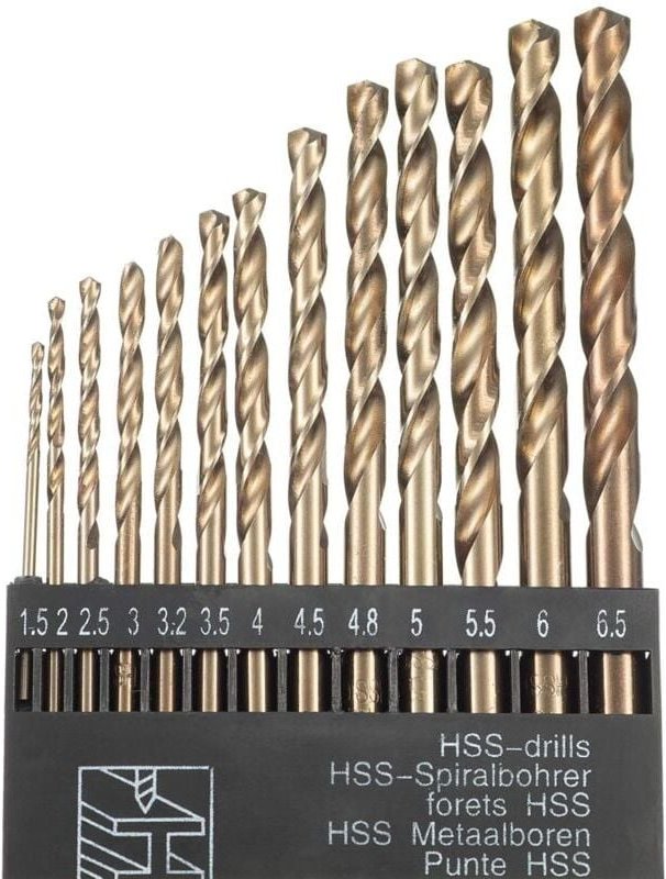 Thumbnail - 13-teiliges M35 HSS-Spiralbohrer-Set aus Kobaltgold für metrische Hochgeschwindigkeitsbohrer, 1,5 mm – 6,5 mm, zum Bohre...