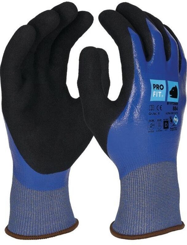 Pro fit 884-10 Schnittschutzhandschuhe Ultra dry cut d Größe 10 blau / schwarz e