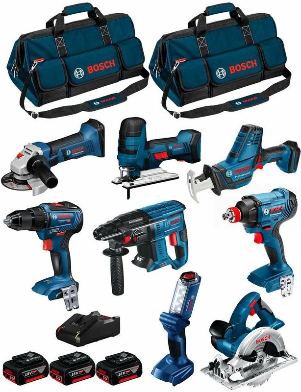 Kit 18V BK801BAG (gdx 18V-180+GSR 18V-55+GBH 18V-21+GKS 18V-LI+GST 18V-LIS+GWS 18-125V-LI+GLI 18V-300+GSA 18V-LIC+3x4,0A...