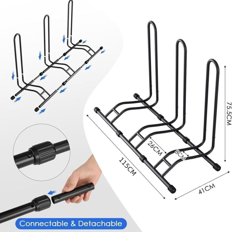 Fahrradständer, mobiler Ständer für 3 Fahrräder, Fahrradträger, Reifenbreite 80 mm
