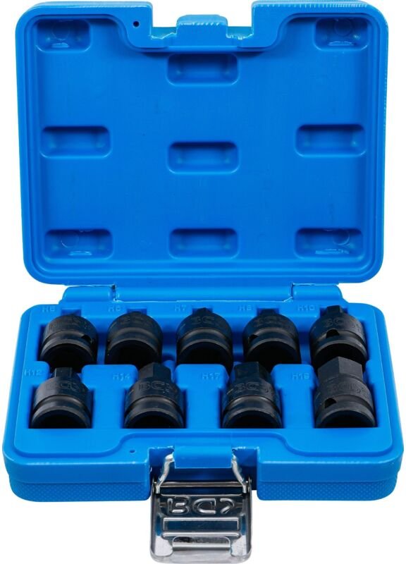 Kraft-Bit-Einsatz-Satz Antrieb Innenvierkant 12,5 mm (1/2") Innensechskant 5 - 19 mm 9-tlg.