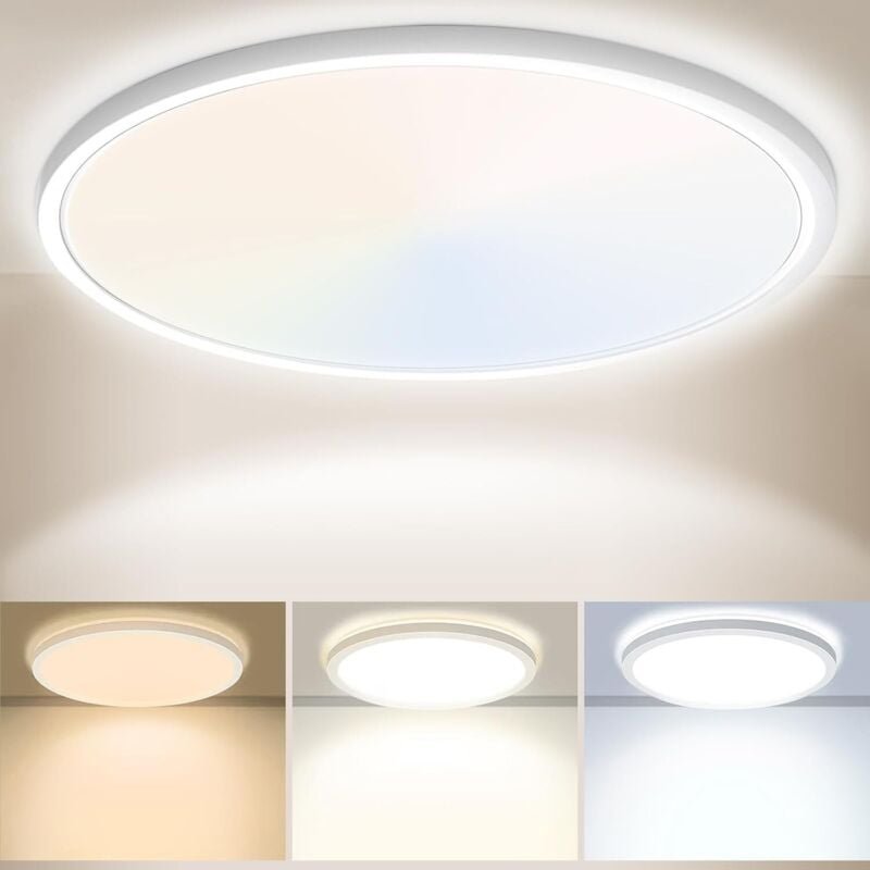 30 cm LED-Deckenleuchte, 24 W, 3200 lm, 6000 K, 4000 K, 3000 K, IP54 wasserdicht, Badezimmer-Deckenleuchte, runde Decken...