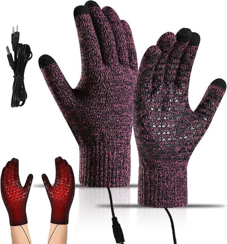 Beheizbare Handschuhe, USB Beheizte Handschuhe, Winterhandschuhe Herren Damen Winterhand Warme Handschuhe Touchscreen Ha...