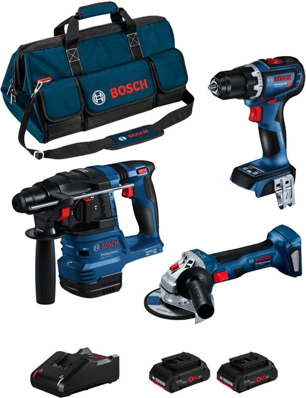 Bosch - Kit BK3013BAG (gbh 18V-22 + gsr 18V-90 c + gws 18V-7 + 2 x 4,0 Ah ProCORE + GAL18V-40 + hdbag)