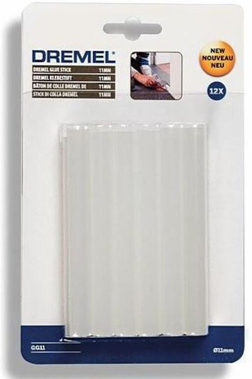 Materiel De Pro - Dremel Transparente Klebestifte, Mehrzweck, hohe Temperatur, 125 g, ø 11 mm (12 Stück)