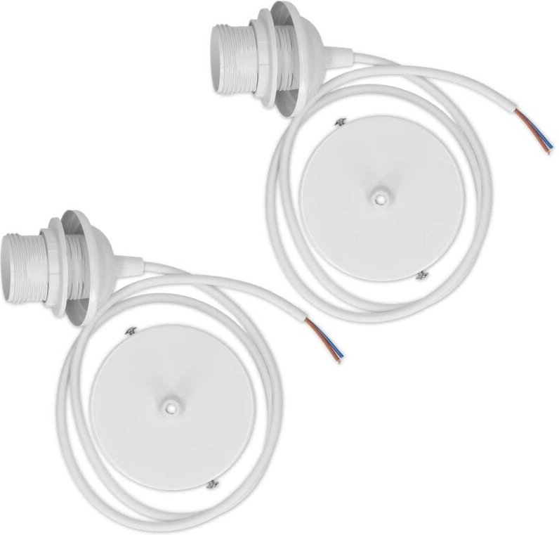 Jusch - 2x Elektrokabel für Lampe - Kabel mit E27-Fassung und Befestigungsring - Aufhängehalterung für Deckenleuchte - W...