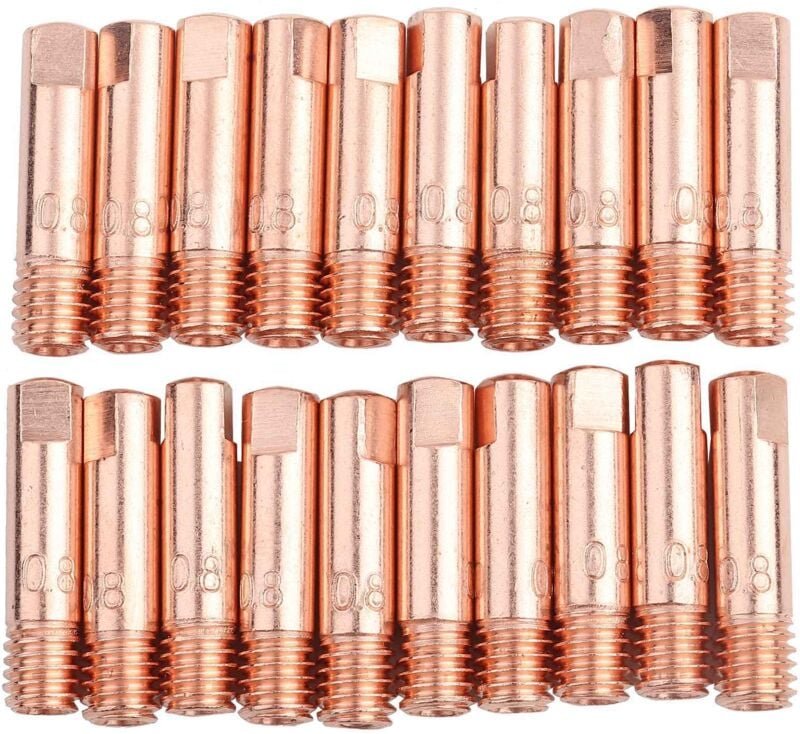 Akozon 20er-Pack Premium-Kupferdüsen für MIG/MAG-Schweißbrenner 15AK - 0,8 mm für langanhaltende Leistung (0,8)