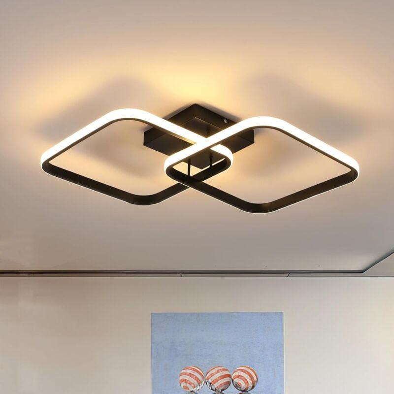 Comely - Schwarze quadratische LED-Deckenleuchte, 42 w, 4725 lm, moderne LED-Deckenleuchte, 3000 k warmes Licht, Acryl-W...