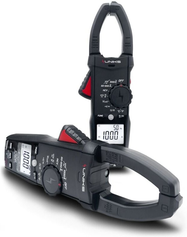 UNIKS C126 Professionelle TRMS 1000A AC 1000V AC/DC Stromzange mit Phasenprüfer - Taschenlampe und Display