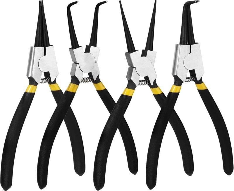 Innen- und Außensicherungsringzange, Zange mit geraden/gebogenen Backen, Kohlenstoffstahl, Länge 7 Zoll, Spitzengröße 1,...