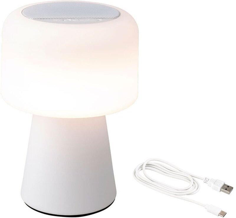 LED-Lautsprecher (22,5 cm, Bluetooth, wiederaufladbar, innen/außen, weiß, IP44-90 lm, usb, Bla - Lumineo