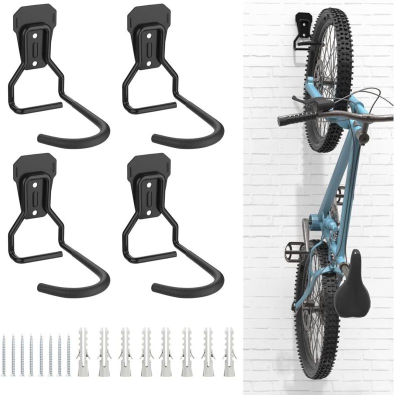 Ineasicer 4er-Pack Fahrradhaken, Fahrradaufhänger aus Eisen, robuste L-förmige Fahrradaufbewahrungs-Wandhalterung, prakt...