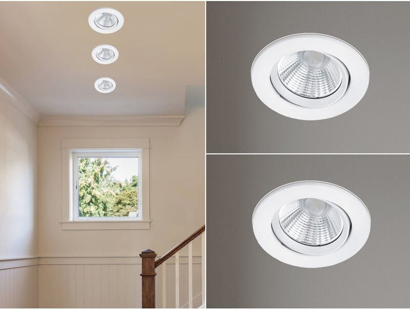 Meinewunschleuchte - led Einbaustrahler 2er Set rund schwenkbar dimmbar Weiß matt 5,5W Deckenlampe