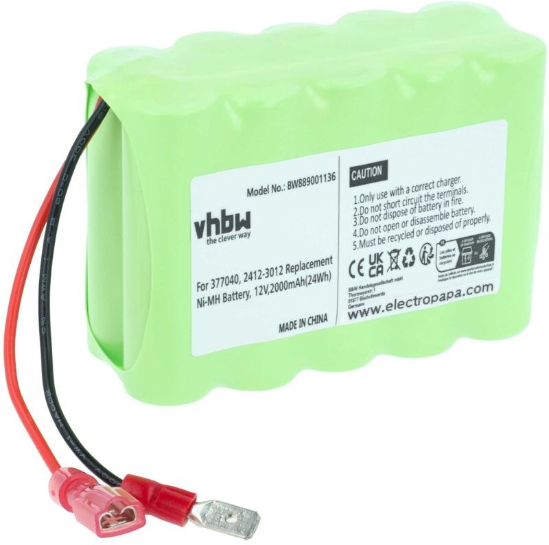 Vhbw - Akku kompatibel mit Roto RotoMatic DS1000, DS1000S, RT1 Dachfensterrollladen (2000 mAh, 12 v, NiMH)