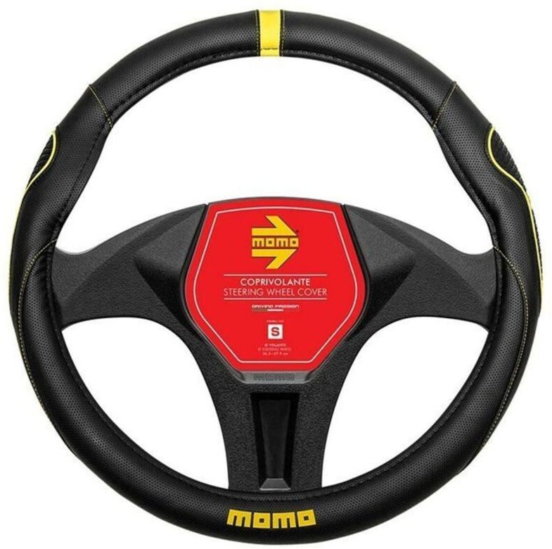 Supergrip Lenkradhülle - Momo - Schwarz/Gelb - 36,5-37,9 cm - PVC - Rutschfest - Einfach zu installieren