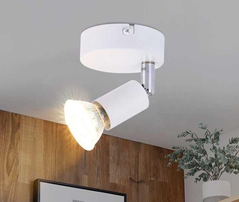 Led Deckenlampe 1 Flammig Weiß - Innen Deckenleuchte GU10 Warmweiß Wandlampe Spots Modern Deckenstrahler Wohnzimmerlampe...