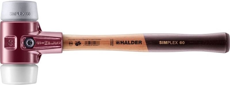 HALDER SIMPLEX Schonhammer Ø 60 mm TPE-mid grau / Superplastik mit Tempergussgehäuse