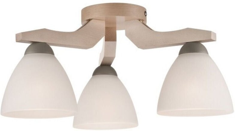 Lamkur Lighting - Lamkur Adriano Halbbündige Deckenleuchte mit mehreren Armen, Glasschirme, Weißbuche, 3x E27