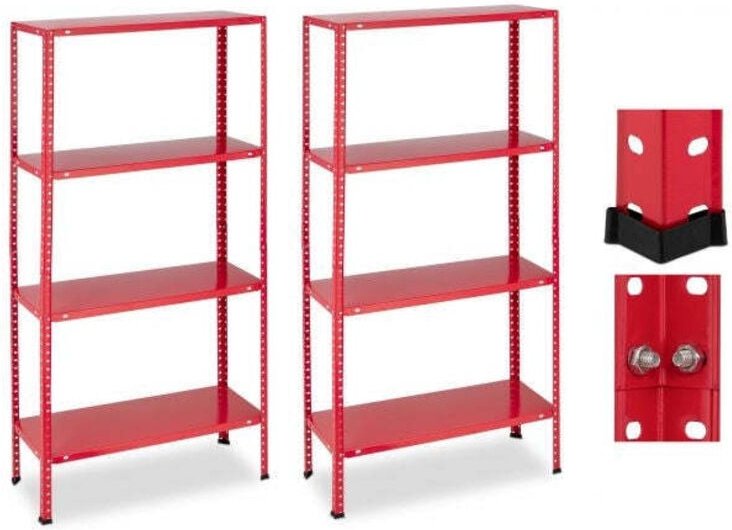 Rotes schwerlastregal 2er set mit 4 ebenen 8830