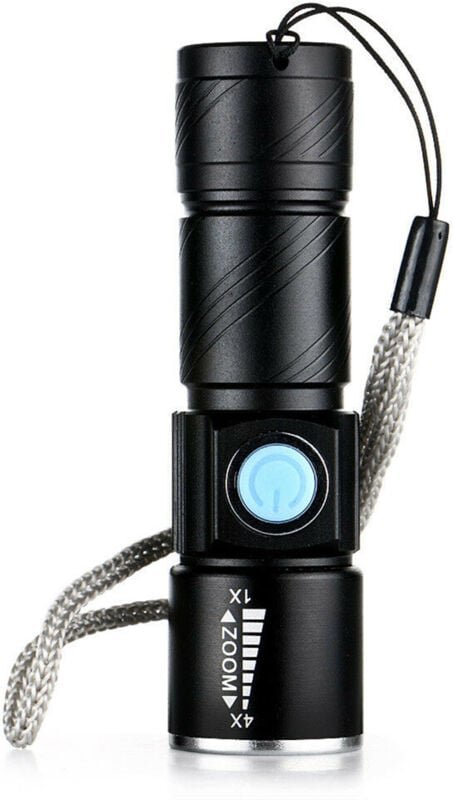 Thumbnail - Linghhang - Mini-USB-Taschenlampe aus Aluminiumlegierung (schwarz), LED-Taschenlampe mit starkem Licht, wiederaufladbar
