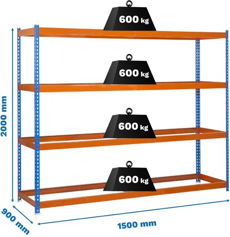 Simonrack Moderne Regal blau und orange Metall 4 Regale