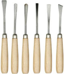 Schnitzeisen mit Holzgriff, 6er-Set, 25700 vorel